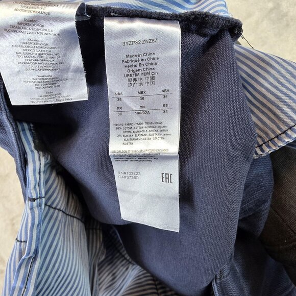 Armani Exchange Pants Mens 36 Navy Cargo Jogger Stretch Elastic Cuffs Pockets - Picture 10 of 10